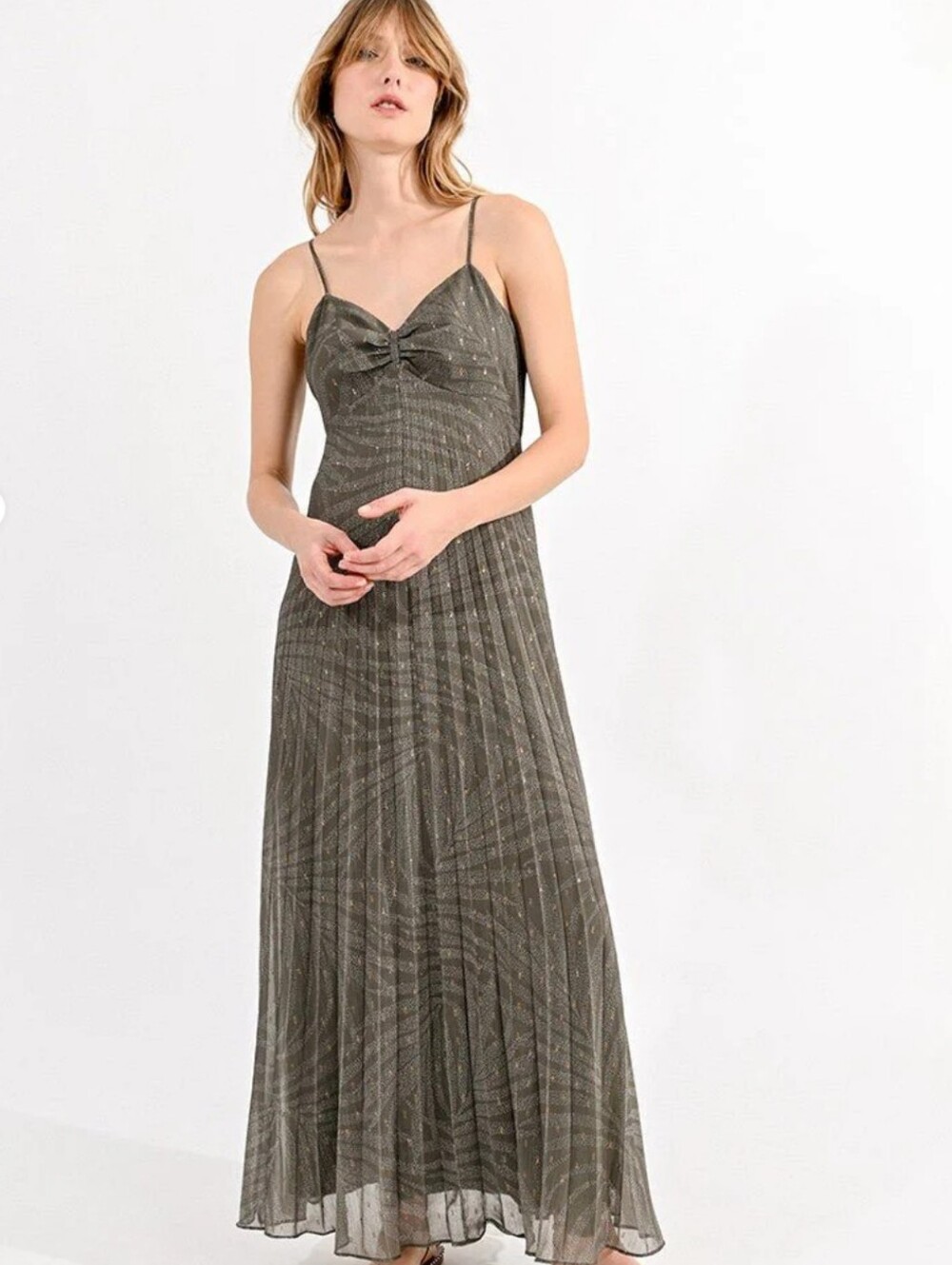 Molly Bracken Leaf Print Tropical XL Green Jenna Maxi Dress Boho Vacation NWT